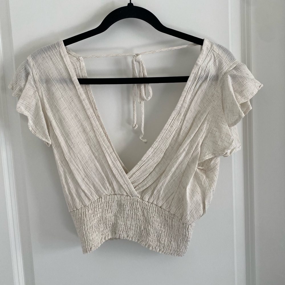 Elegant Cream Wrap Crop Top